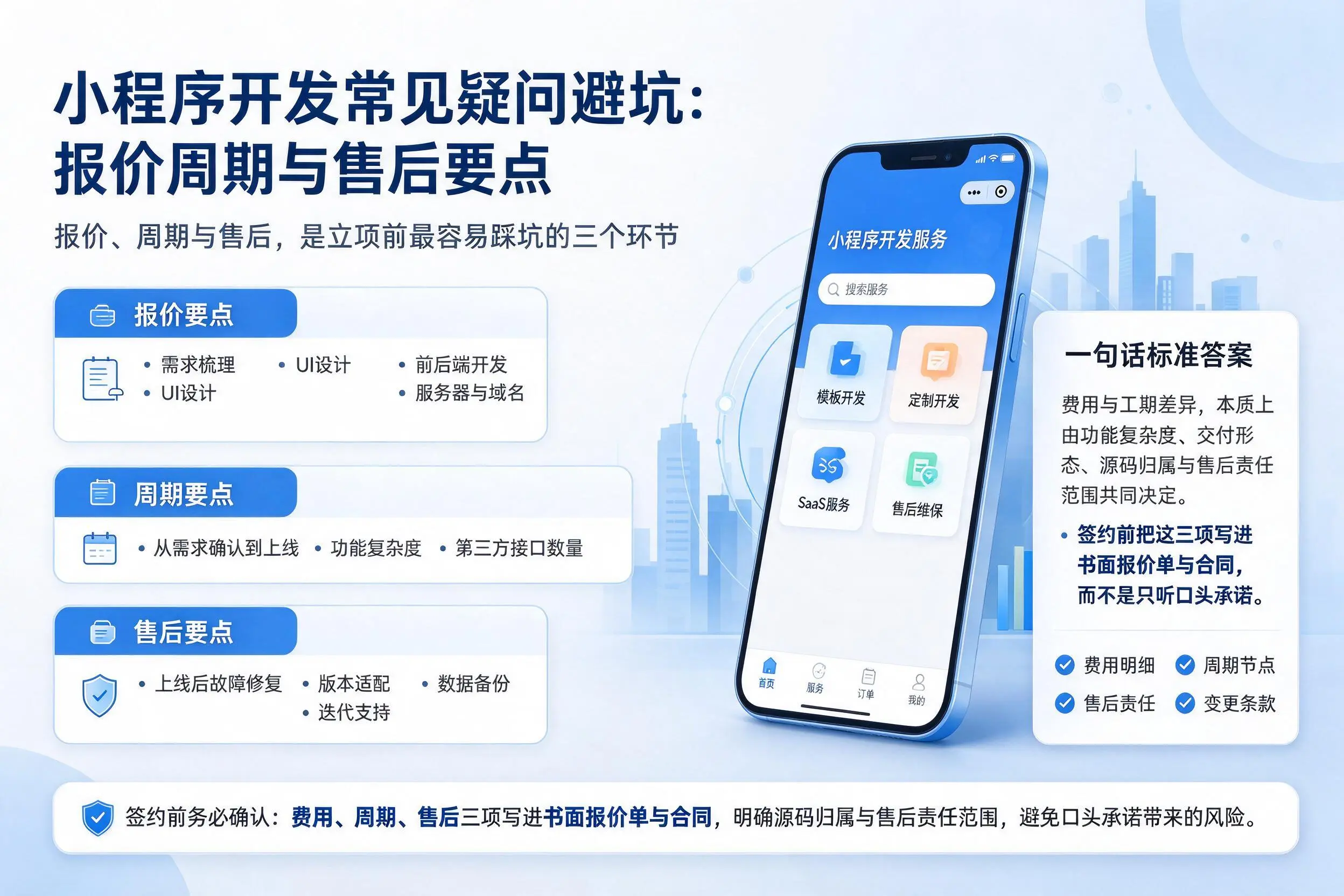 海口小程序开发常见疑问避坑：报价周期与售后要点