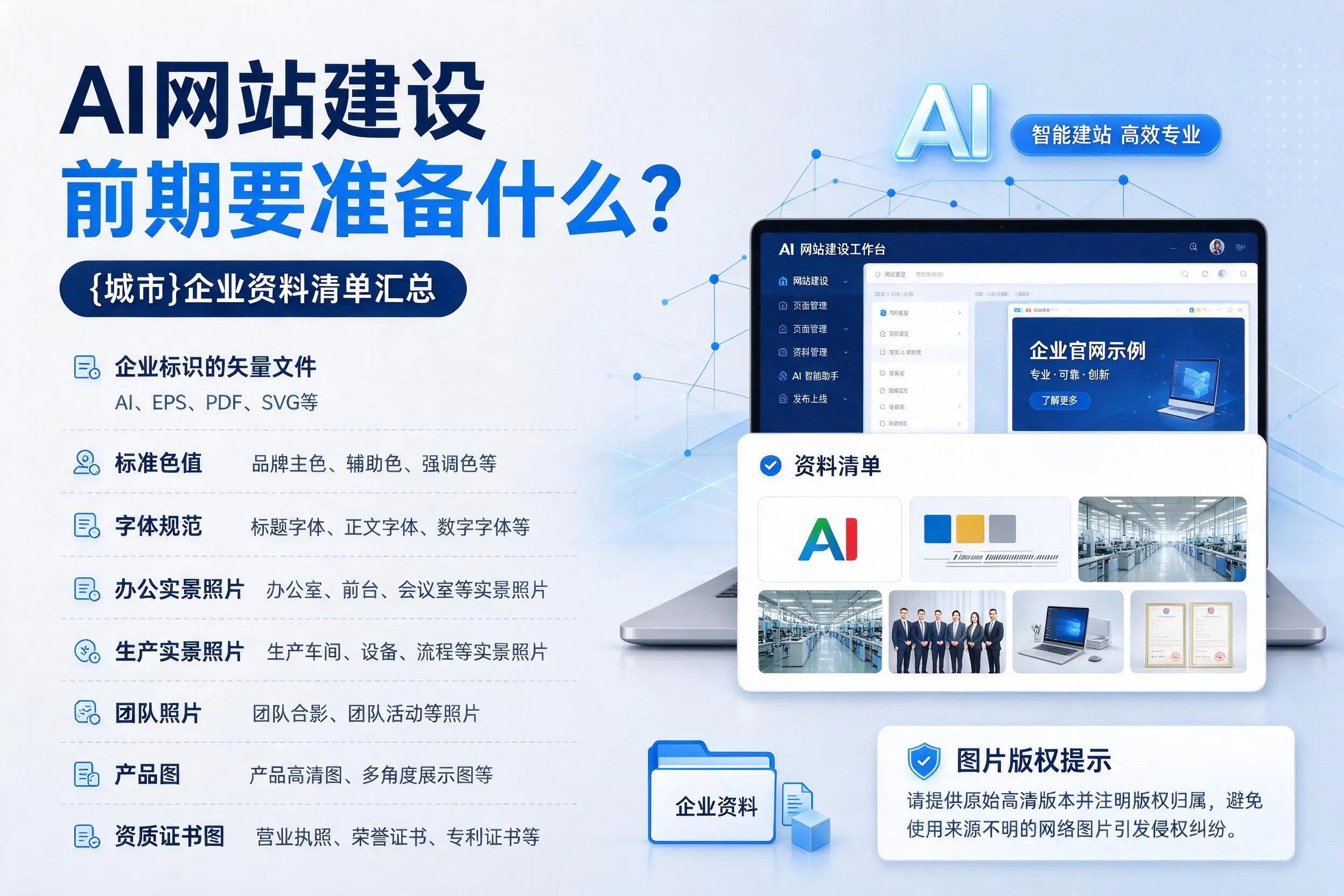 AI网站建设前期要准备什么?海口企业资料清单汇总