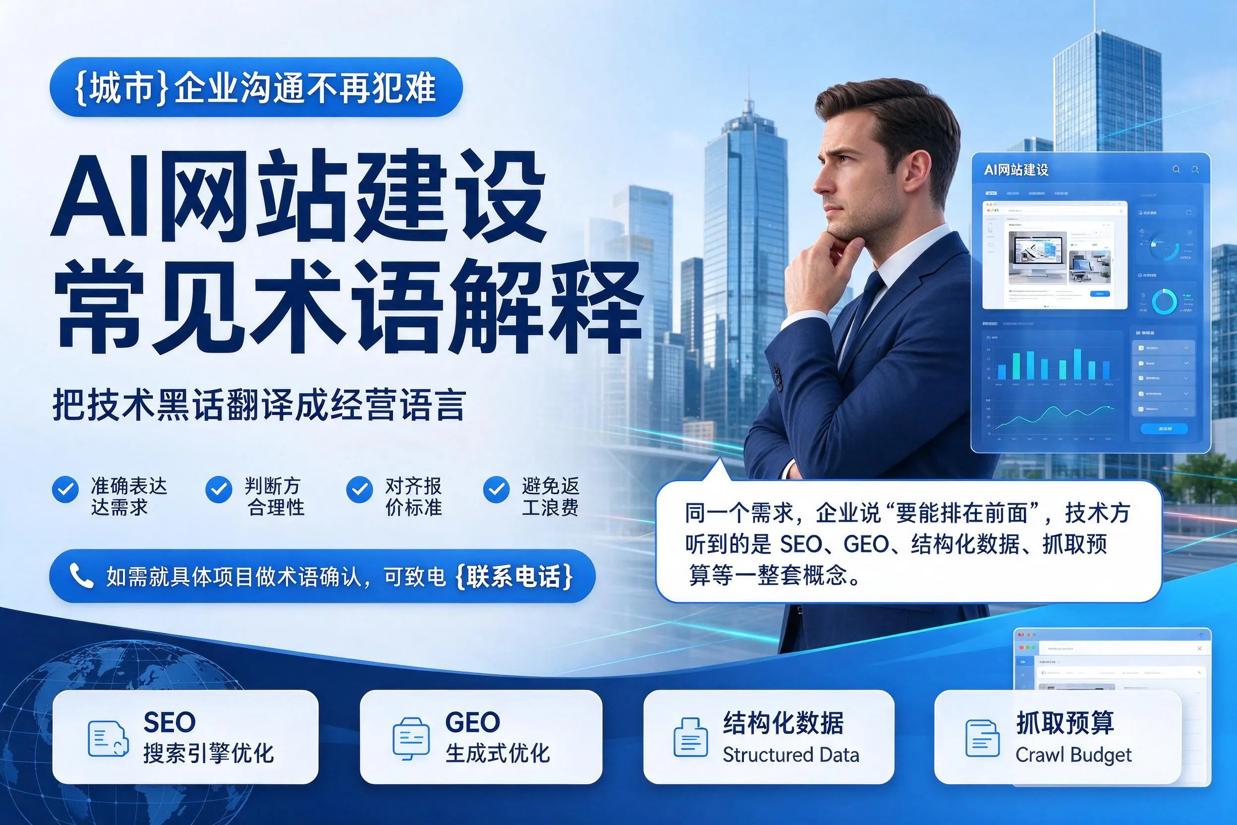 AI网站建设常见术语解释，海口企业沟通不再犯难
